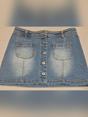 Skirt NWOT Freestyle Revolution Junior’s Light Blue Button-Front Denim Skirt, 5